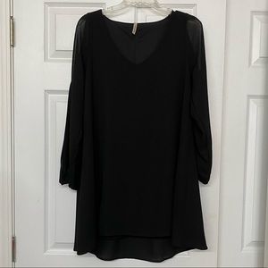 Mittoshop Basic Classic Black Flowy Swing Dress Cold Shoulder Sz S